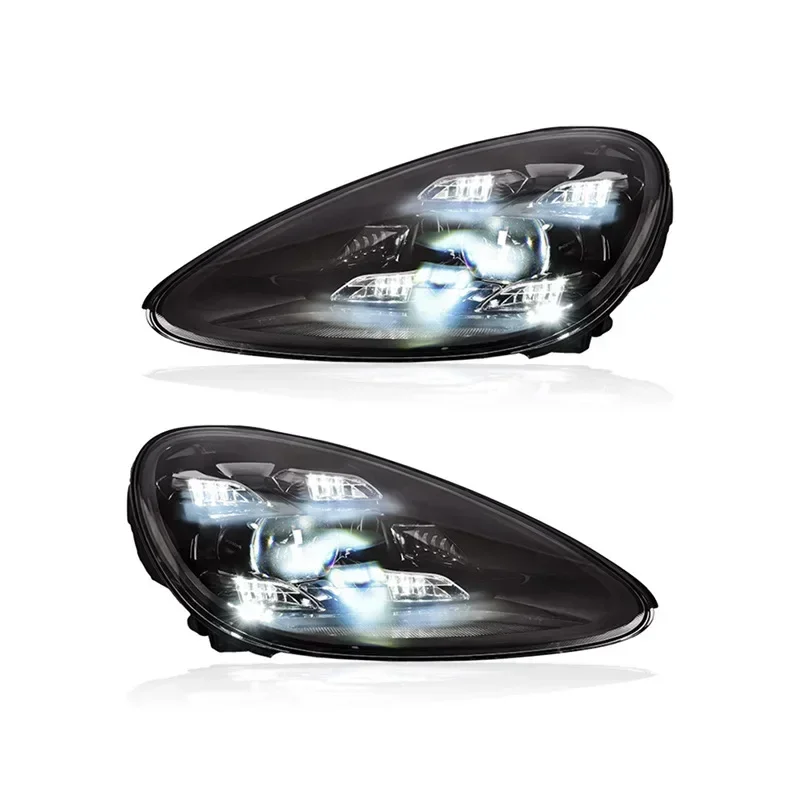 Фото Комплект из 2 фар LXBY для Porsche Cayenne 2011-2014: Обновленные светодиодные матричные передние фары, автомобильные аксессуары №4
