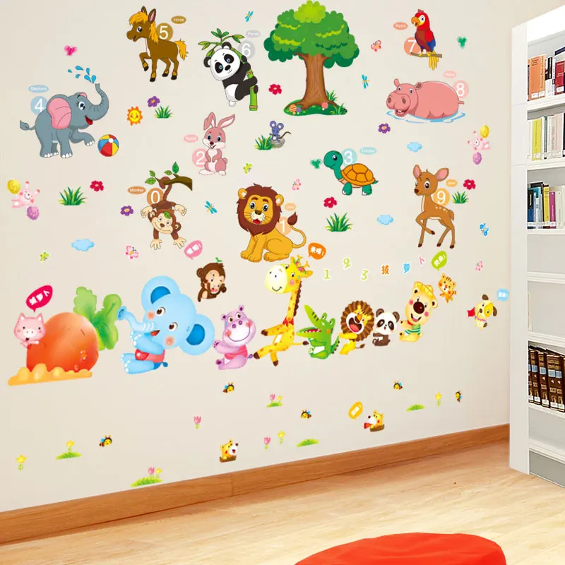 

Elephant Lion Panda Wall Stickers DIY Animal Tree Mural Decals for Kids Rooms Baby Bedroom Children Nursery Home Decoration