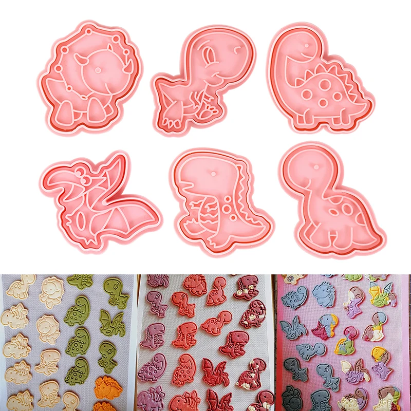 

Cartoon Animal Cookie Molds Monkey Elephant Unicorn Dinosaur Plastic 3D Pressable Biscuit Mold Cookie Stamp Home Baking Tools