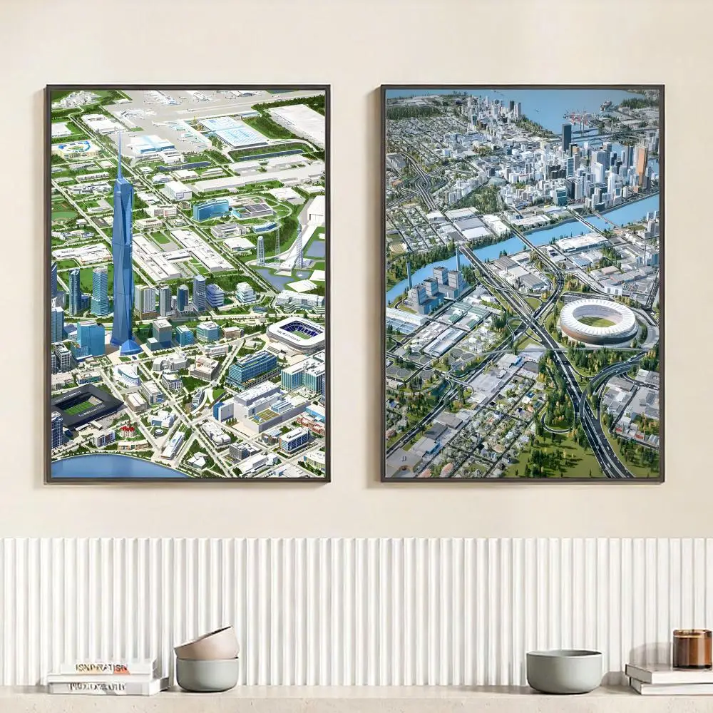 Фото Постер Game C-Cities: Skylines, HD, самоклеящийся, водонепроницаемый, для украшения стен, идеально подходит для дома, офиса, общежития, спальни, отличный подарок №3