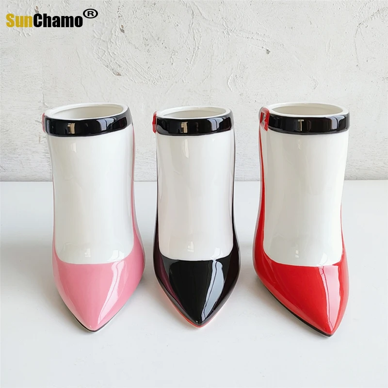 

Ceramic Vase Creative High-heeled Shoe Flower Arrangement Pink Girl Flower Decoration Personalized Gift
