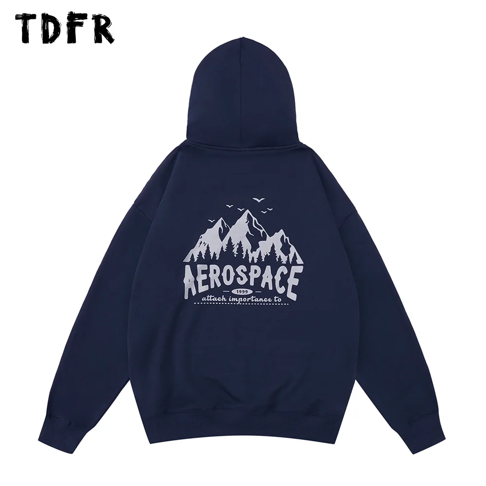 

Landscape Print Sweatshirts Mens Autumn Winter Casual Streetwear Loose Camping Drop Shoulder Hooded Sweatshirts Men