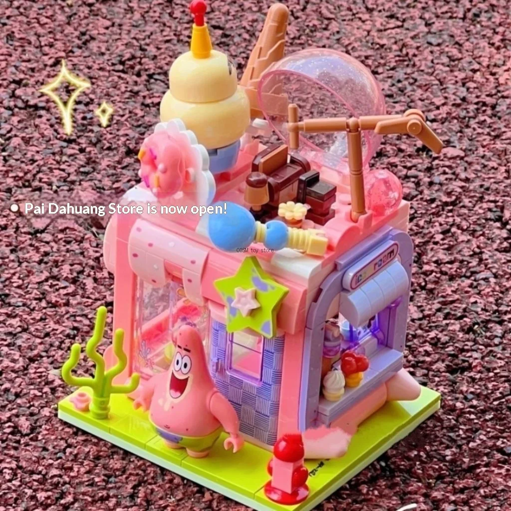 Фото Конструктор AREAX SpongeBob Bikini Bottom из АБС-пластика, 4 стиля: Патрик, Сквидвард, Крабс, мини-домик, настольный, премиум-класс, коллекционный подарок №4