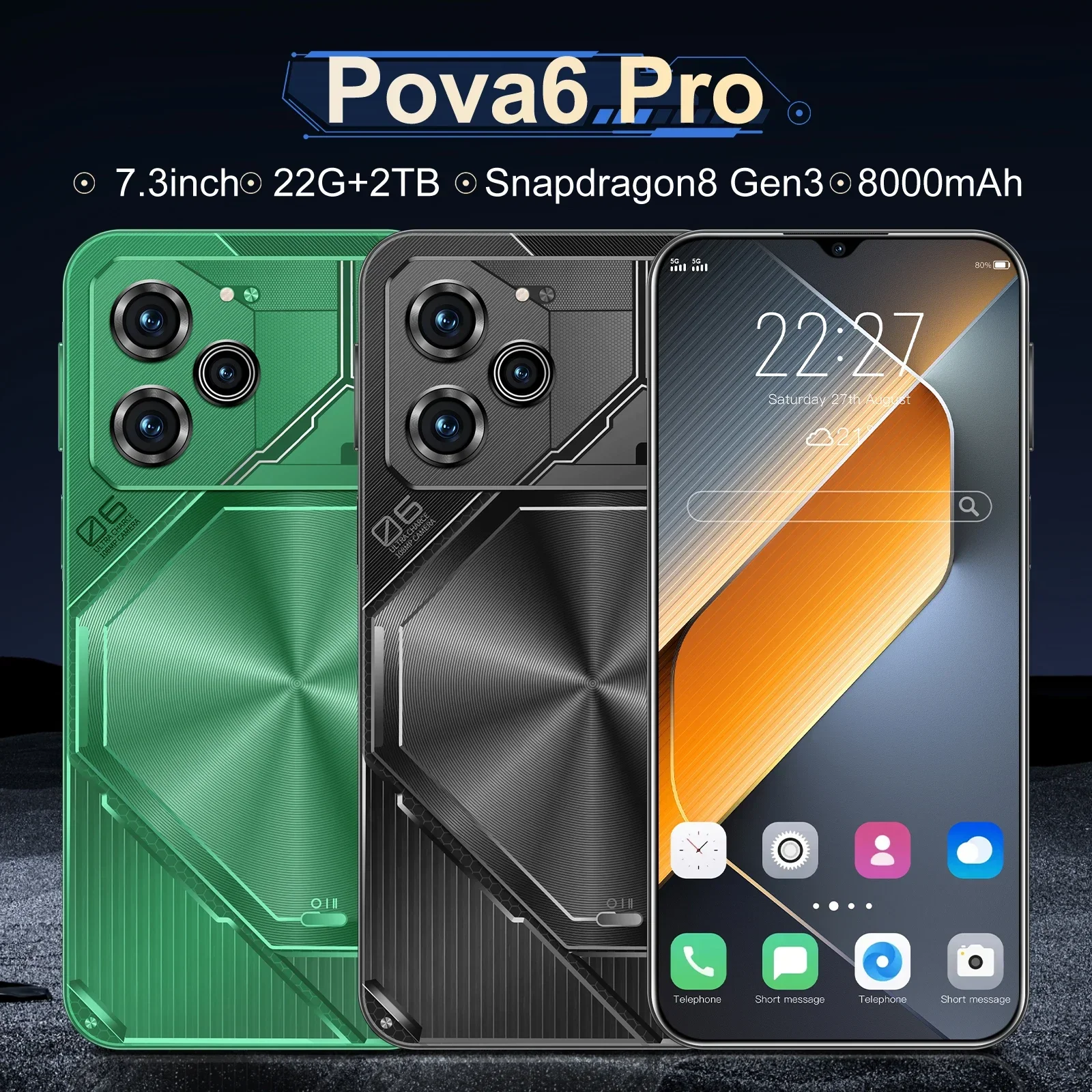 2024 Новый оригинальный флагманский смартфон Pova 6 Pro Global Edition AI 5G + Размер 9200 7 3 дюйма