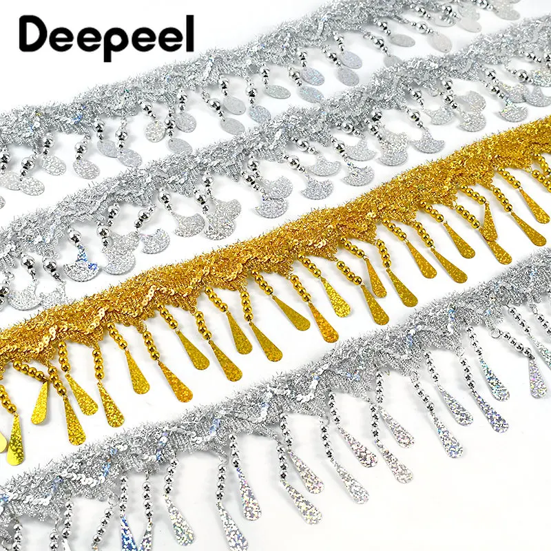 

2/4Meters Sequin Tassel Lace Trim 10cm Dwecorative Fringe Ribbon Wedding Dress Stage Clothes Curtain Sewing Material Accessories