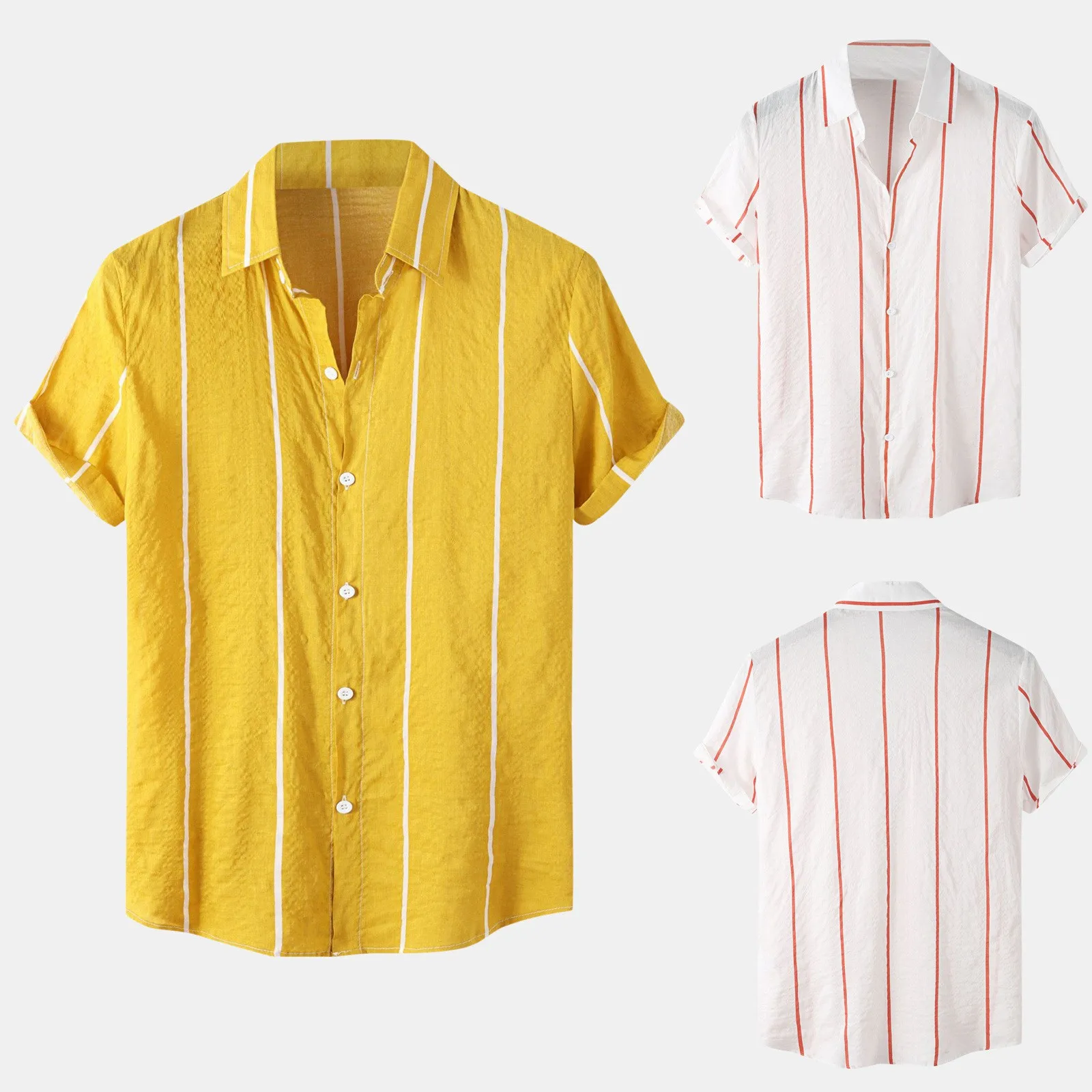 

Fashion Men Summer Shirts Male Button Casual Stripe Printed Shirt Linen Cotton Short Sleeve Top Blouse футболка мужская