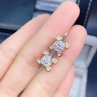 meibapj 5mm d color moissanite diamond classic stud earrings 925 sterling silver fine wedding jewelry for women