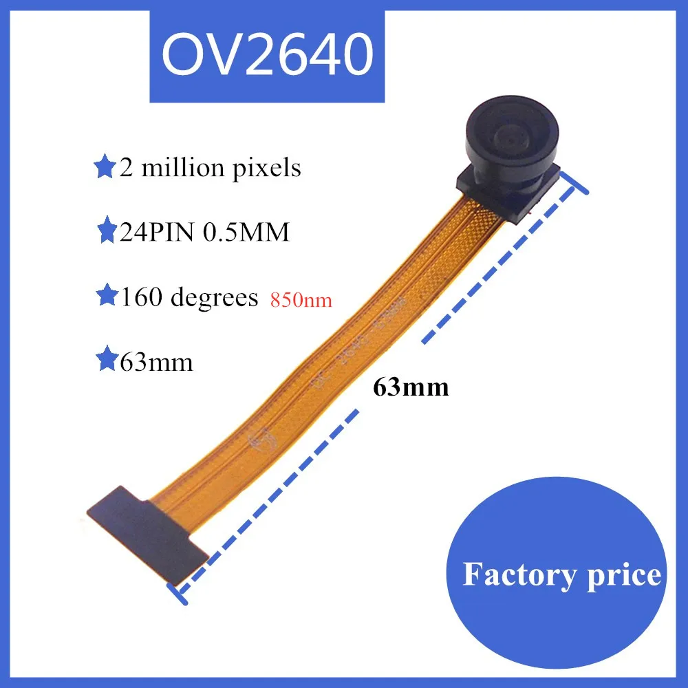

Модуль камеры OV2640, 5 см, FPC, длина 160 градусов, 0,5 нм, цветная версия для ночной съемки, 24 контакта, шаг мм, подходящий для телефона