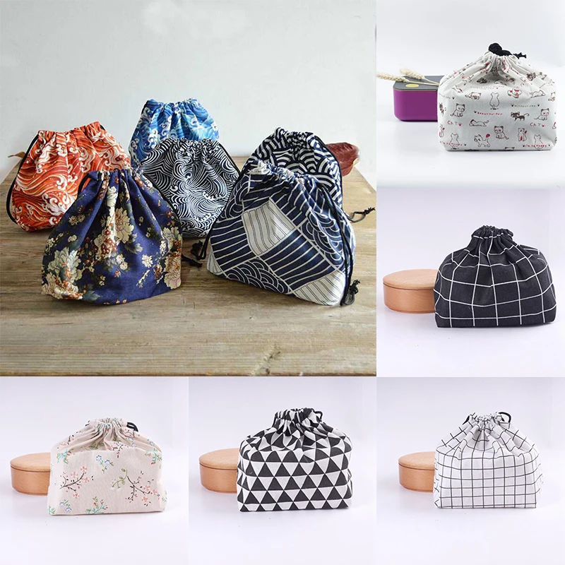 

Bento Tote Japanese Style Lunch Box Bag Portable Eco Bag Meal Eating Out Pouch