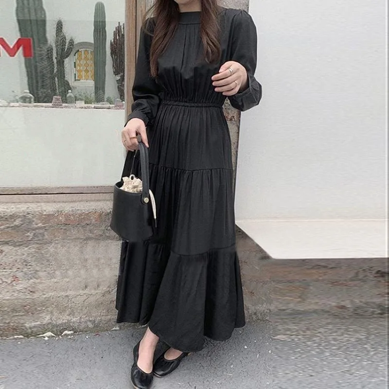 Ramadan Eid Abaya Muslim Dress Turkey Kaftan Dubai Abayas 2023 Spring Long Sleeved Solid Maxi Sundress Robe Femme Vestiods