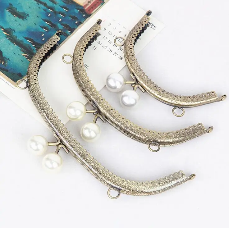 Wallet Closure Pet Pocket Closure Metal Wallet Frame Handle For Clutch Handbag Accessories White Pearl 10 Pieces/Lot 8.5Cm 12.5C