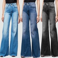women jeans spring summer solid slim pocket jeans womens high waist button denim bell bottom pants trousers streetwear vintage