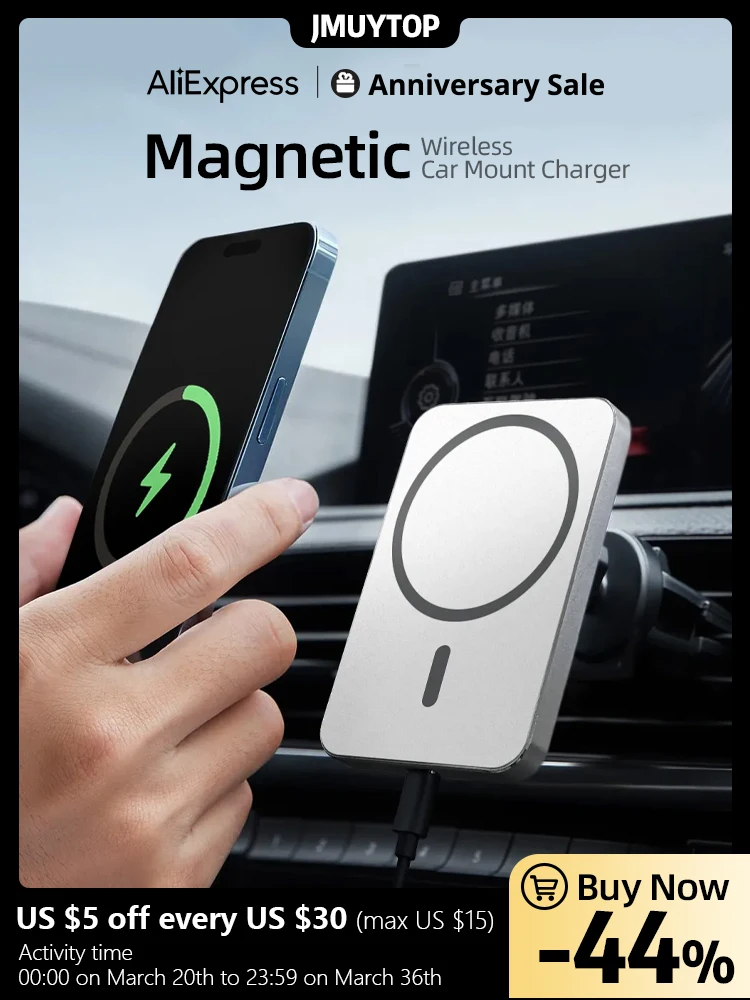 Magnetic Wireless Car Charger Mount Adsorbable Phone For iPhone 14 13 12 Pro Max adsorption 15W Fast Charging Alloy Frame Holder