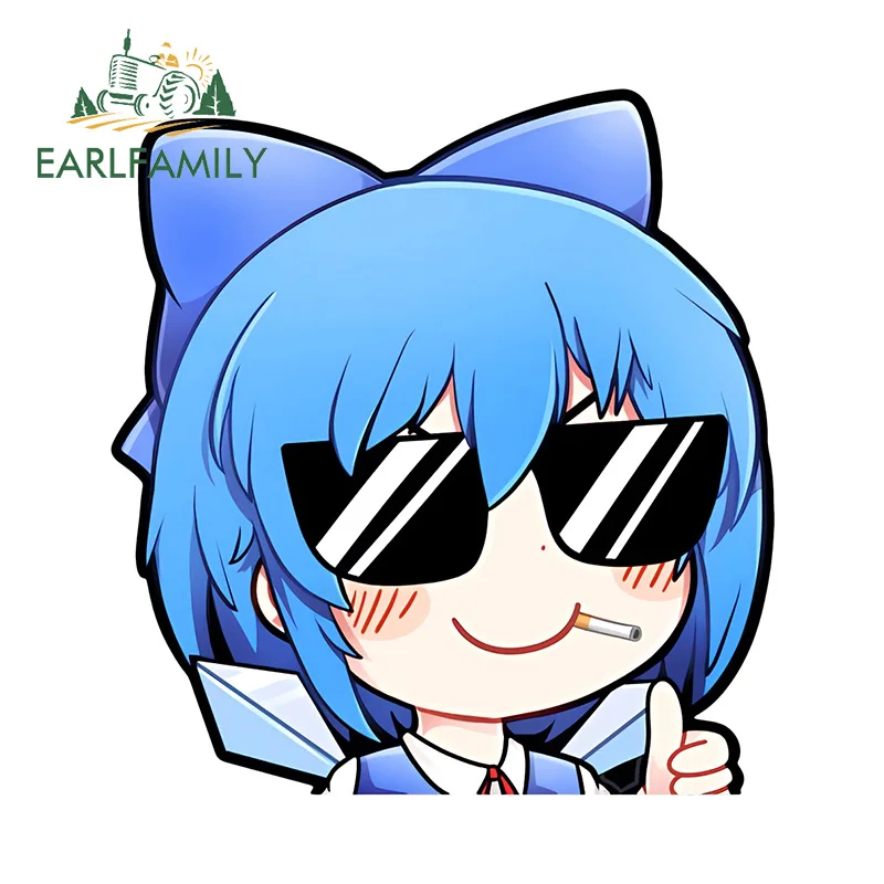 Фото EARLFAMILY 13 см x 12,2 см Dank Cirno Chibi аниме автомобильная наклейка очки Peek модная наклейка на лобовое стекло солнцезащитный крем багажник Стайлинг автомобиля