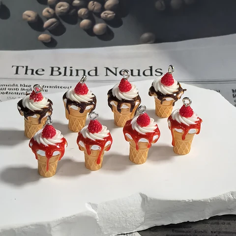 10 шт., смоляные подвески, имитация клубничного джема, мороженого