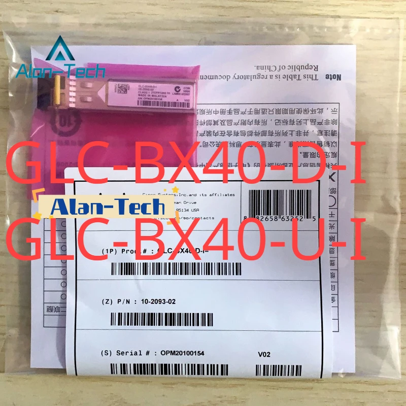 GLC-BX40-D-I/GLC-BX40-U-I 1000BASE-BX-U BiDi SFP 1310nm-TX/1550nm-RX 40km DOM Simplex LC SMF модуль приемопередатчика
