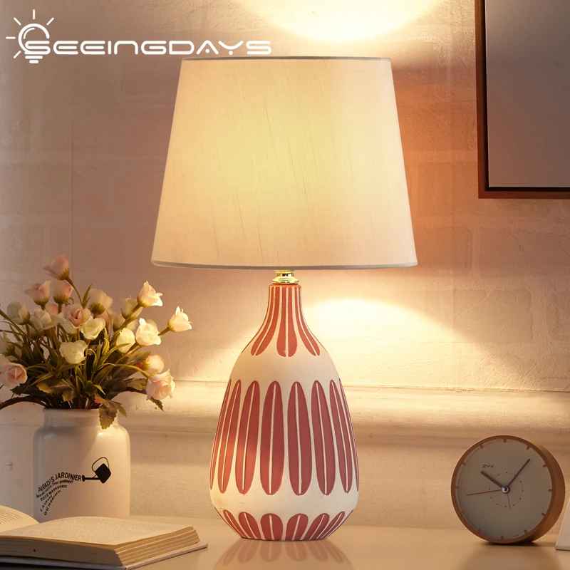 

Free Shipping European Simple Modern Ceramic Table Lamp for Bedroom Living Room Bedside Lamp Study Desk Lamp Led Night Lamp E27
