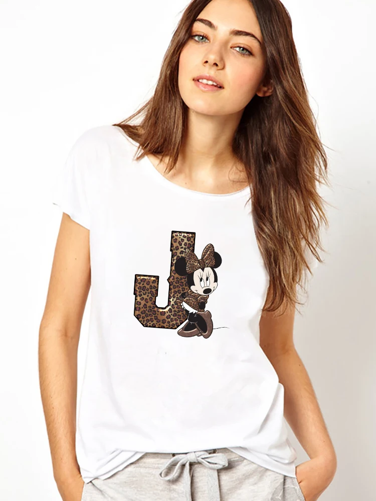 

Disney T-Shirt Femme Ulzzang Fashion Russia Lette J Crewneck Tshirt 2022 New Design Tees Mickey Mouse Kawaii Harajuku T Shirts