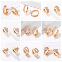 yunkingdom 36 different styles geometric small gold hoop earring with rhinestone girls womens earrings gift jewelry wholesale