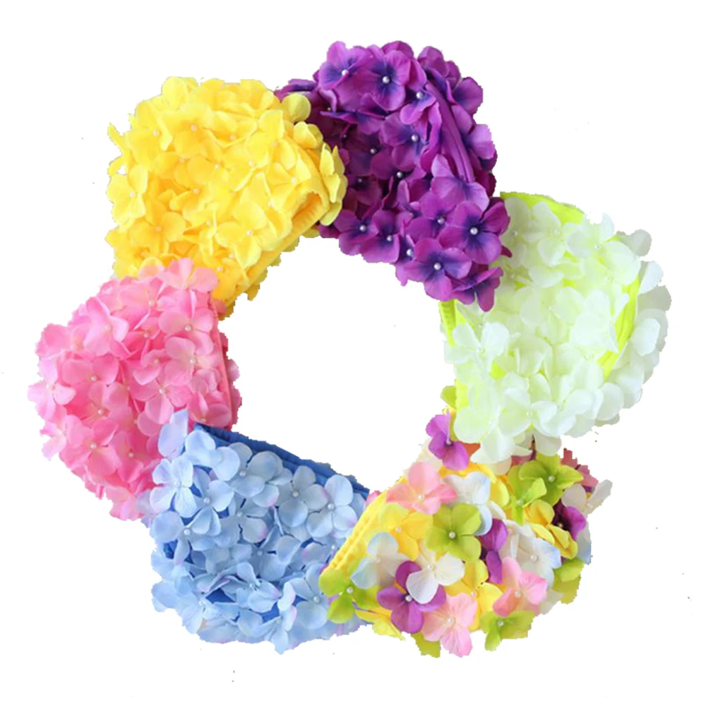 

Women 3D Flowers Design Bath Cap Ladies Swimming Cap for Long Hair Shower Caps Waterproof Bath Shampoo Hat Kitchen Beach Hats