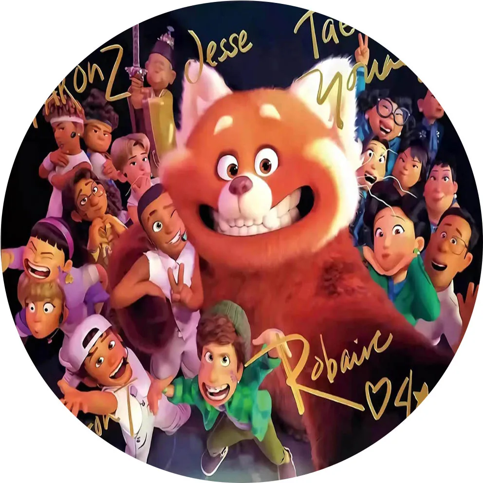 

New Disney Turning Red Circle Photography Backdrop Happy Birthday Party Decorations Vinyl Cloth Party Backdrops Photography Back