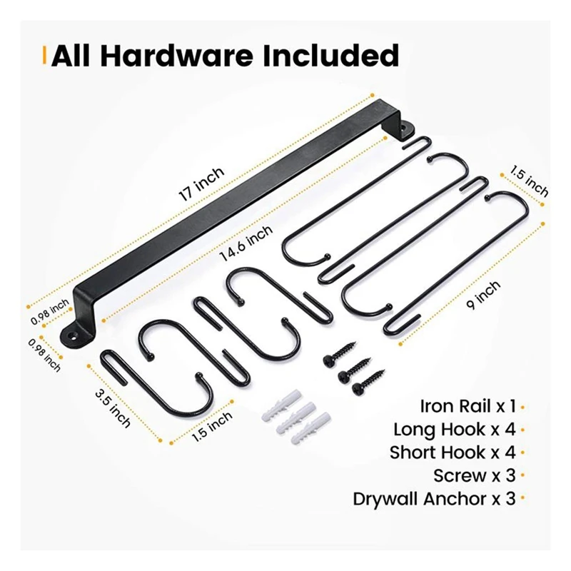 Товар для стены: Крючки-Вешалки чашек кофе черного цвета 17 дюймов подвесной
