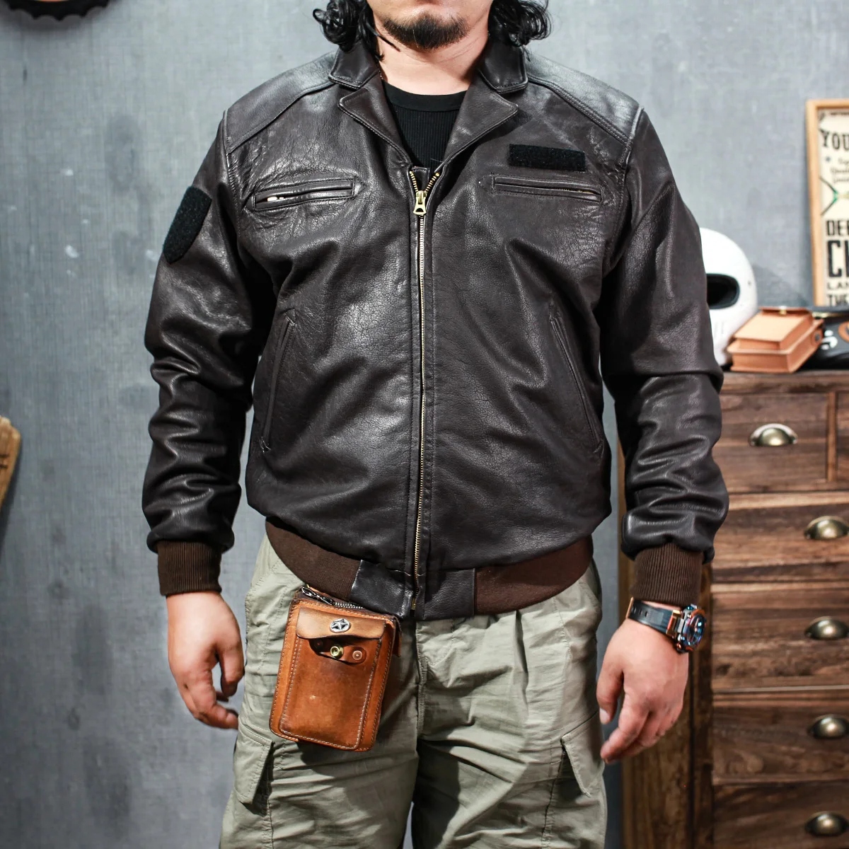 

SDG590 US Big Size Genuine Italian Goat Skin Jacket Mens Casual British Stylish Leather Coat