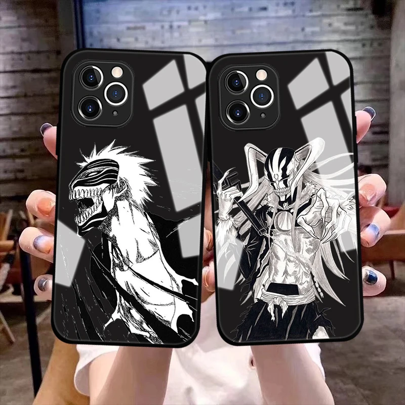 

Bleach anime Ichigo Kurosaki Phone Cover For iPhone 11 12 13 14 Pro Max X XR XSMax 8 14 Plus Black Tempered Glass bumper Case