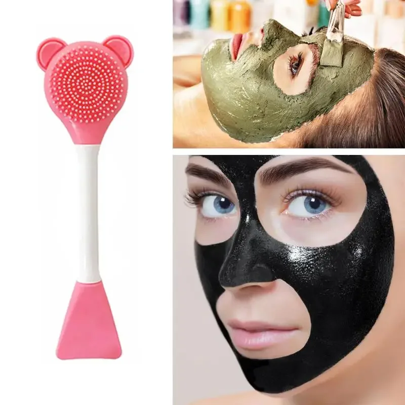 

Double-Ended Silicone Mask Brush Soft Flat Head Mud Mask Applicator Brushes Professional Reusable Facial Beauty Skin Care Tools