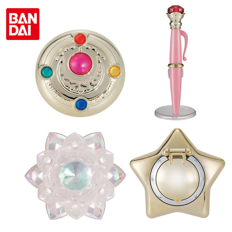 Bandai Gashapon Sailor Moon Transformation Brooch Pen Starry Sky Music Box Phantom Silver Crystal Cute Anime Action Figures Toys