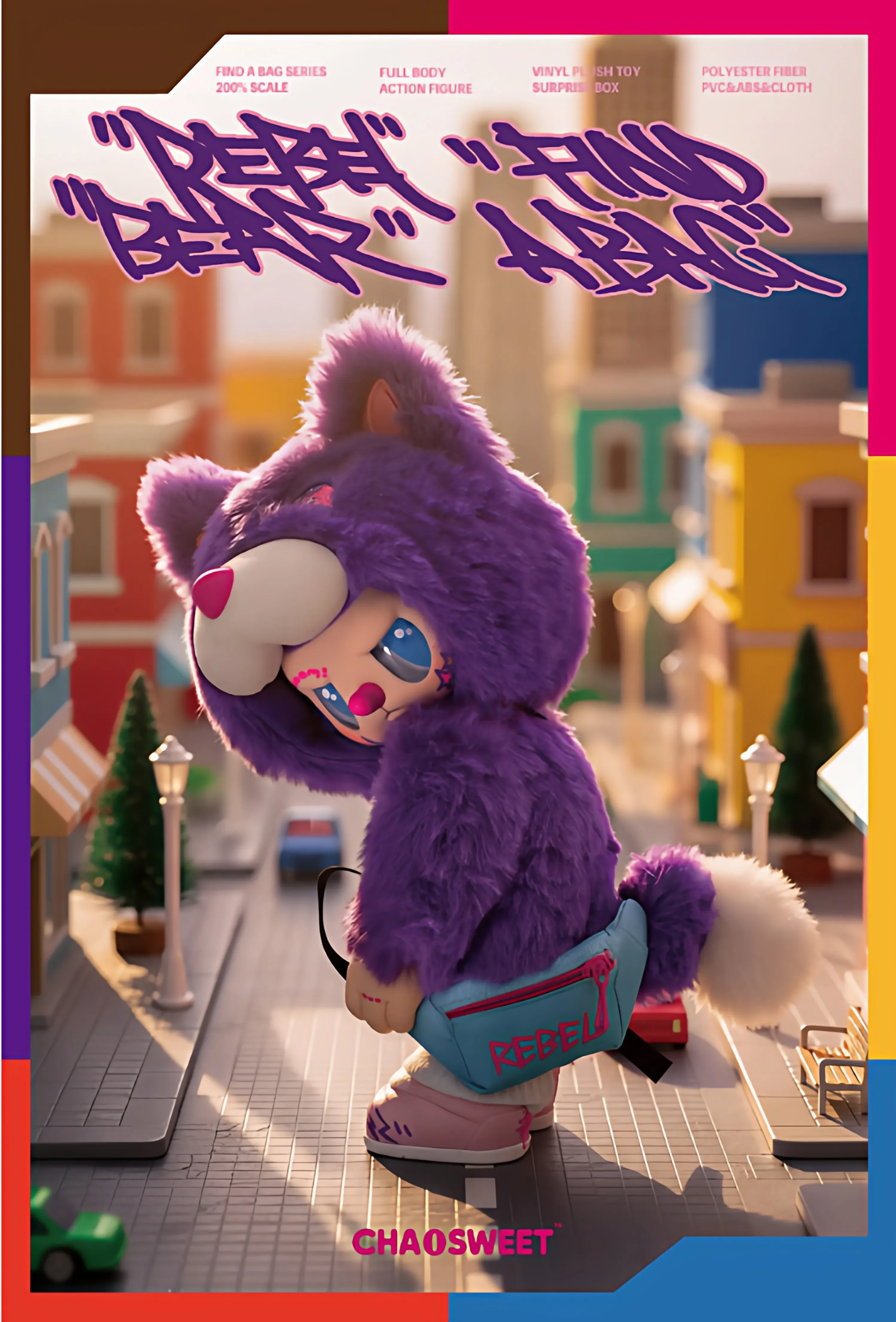 Оригинальная серия ChaoSweet REBEL BEAR BAG: виниловая кукла с подвижными суставами, милая миниатюрная настольная фигурка, коллекционная игрушка, подарок для девочек (art.: 3920da5632dba) - 3920da5632dba