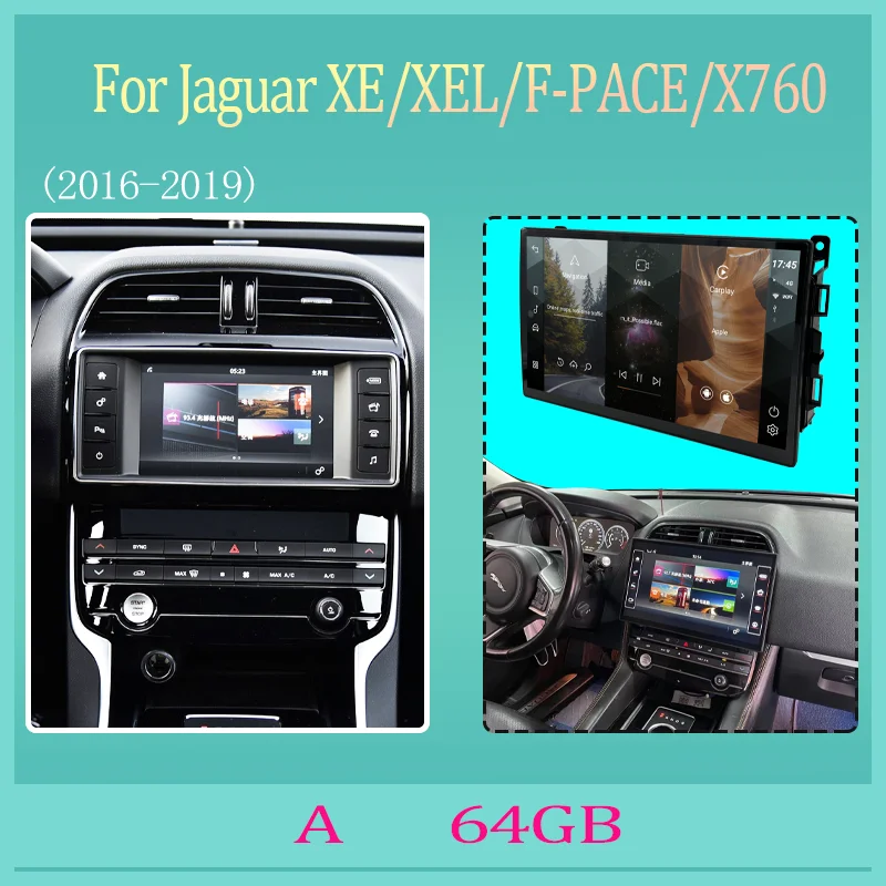 

13,3-дюймовый мультимедийный плеер для Jaguar XE/XEL/F-PACE 2016-2019, радио Carplay, Android 14, OEM-меню, полный сенсорный экран