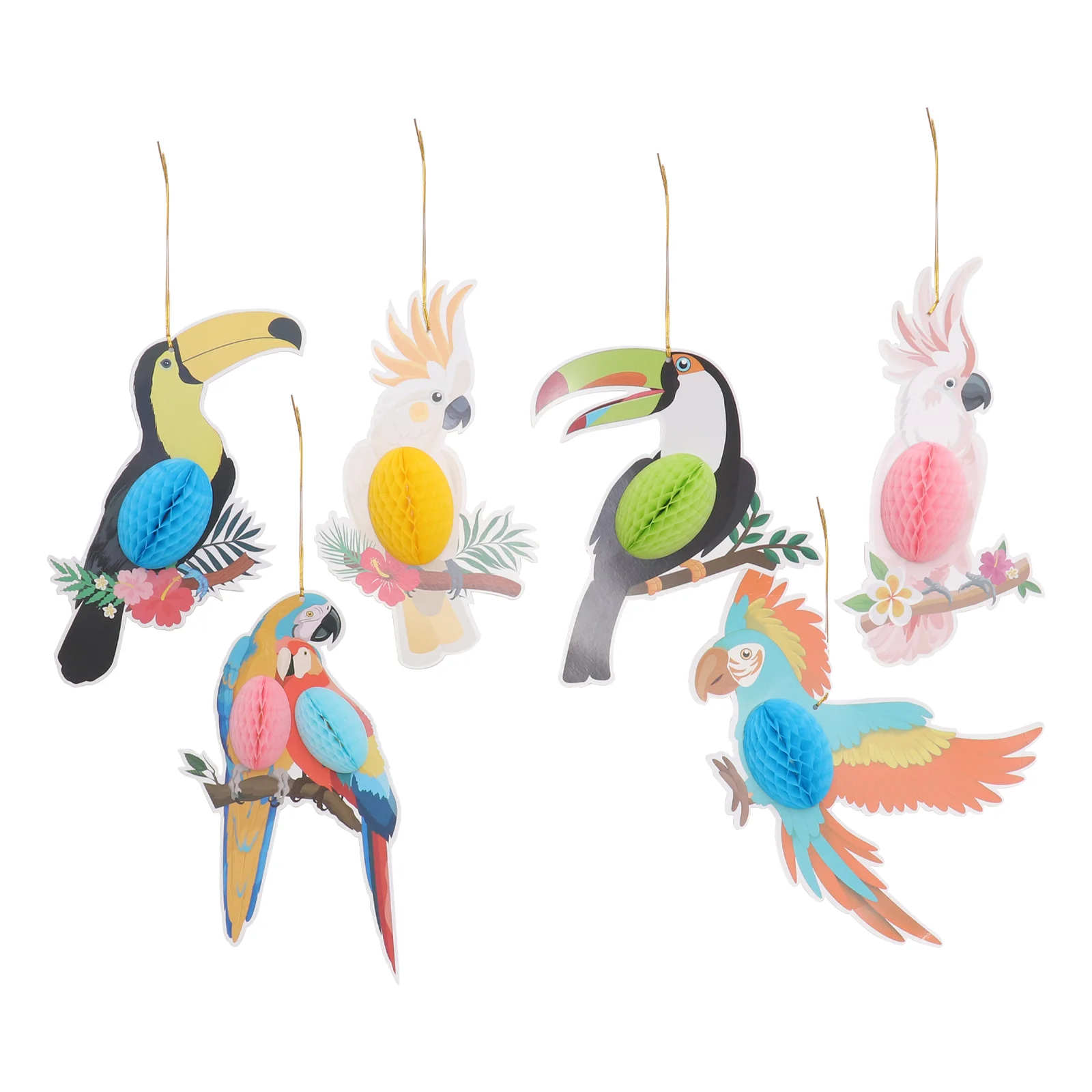 

6pcs Lovely Decorative Jungle Themed Creative Animal Shape Parrot Pendants Paper Pendants for Hawaii Party Wedding