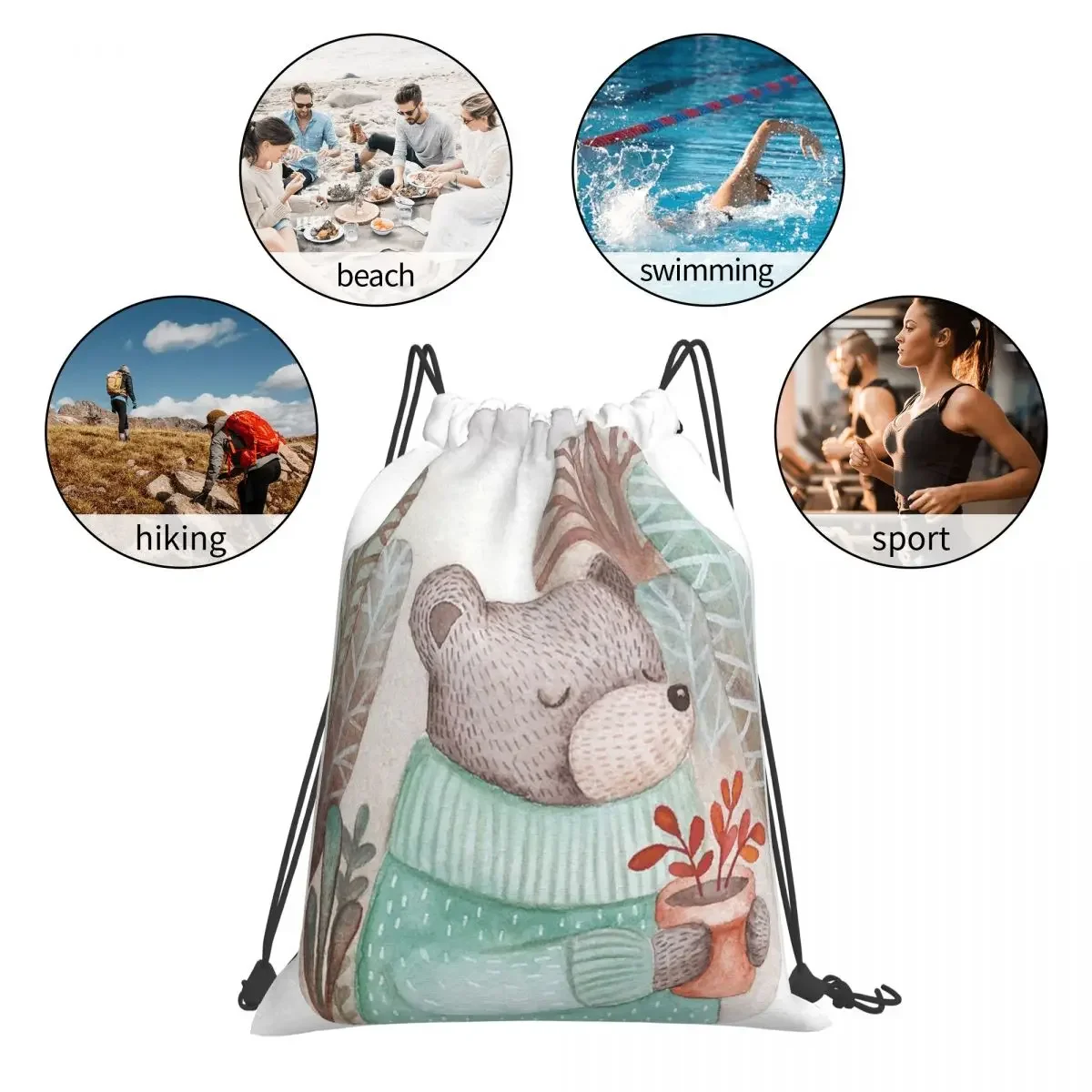 Рюкзаки Bear The Gardener многофункциональные портативные сумки на шнурке карманные для