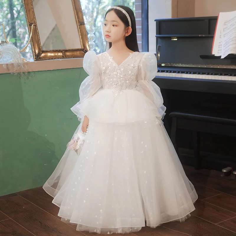 Высококачественное детское бальное платье украшенное бисером женское принцессы