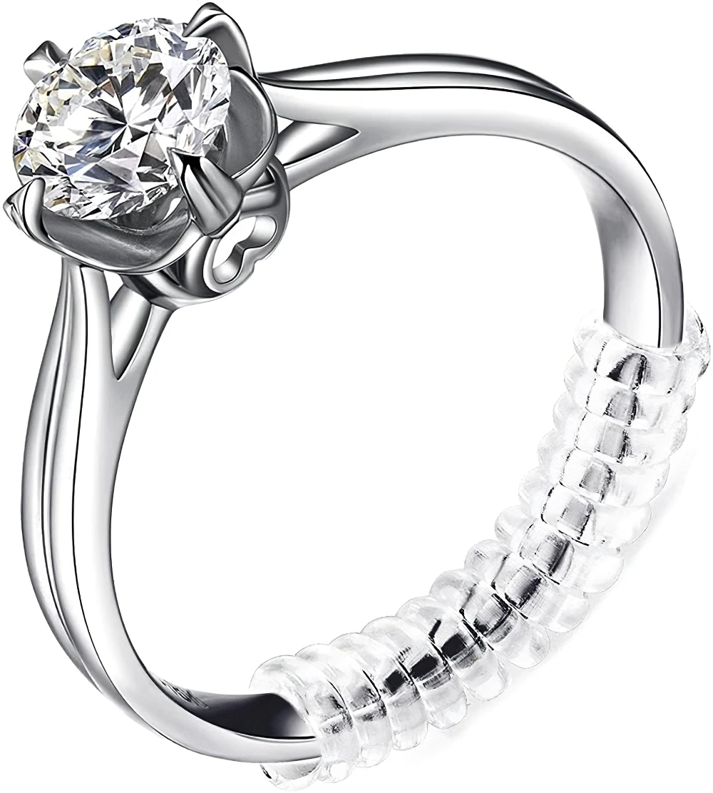 5 Упаковок Прозрачные Силиконовые Размеры Колец Регулируемая Спиральная Лента