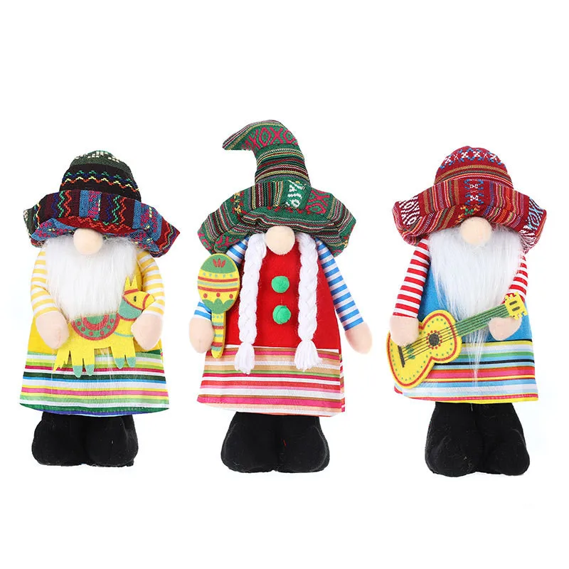 

Мексиканский карнавал сомбреро Рудольф карликовая стоячая кукла музыкальный инструмент карликовый семейный фермерский декор для кухни 2022