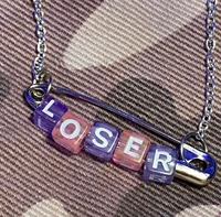 funny loser letter pins cube transparent pendant necklace for women girl friends cool unique punk geometric choker necklace 2022