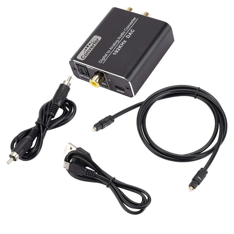 

Digital to Analog Audio Converter,192 KHz DAC Stereo Audio Switcher with Optical and USB Cable for HDTV Home Cinema