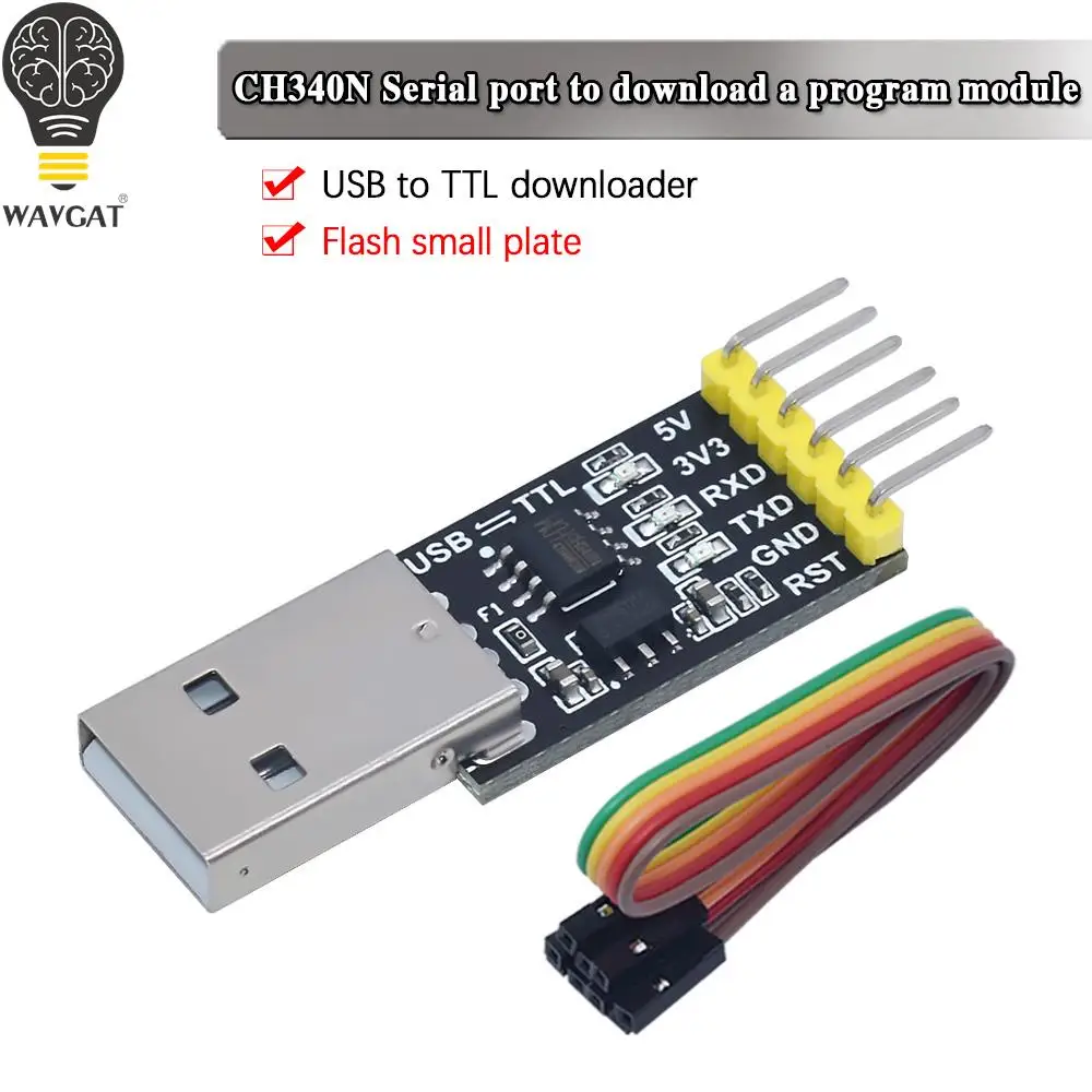 Скачающий кабель CH340N module CH340 Downloader USB-to-TTL, одночиповый микрокомпьютер, загрузка последовательного порта
