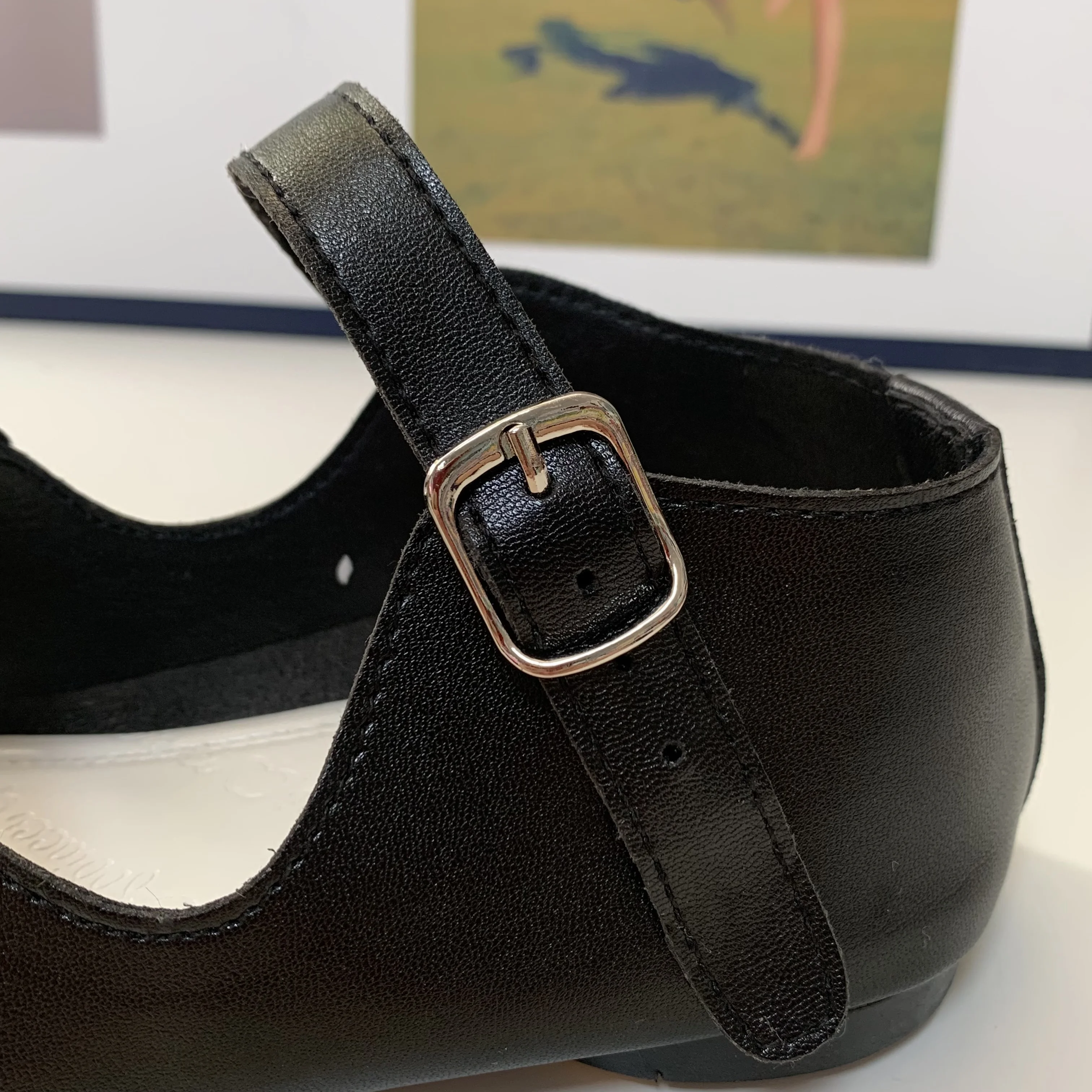 Женские туфли-лодочки на плоской подошве из экокожи 35-40 цвет черный/коричневый