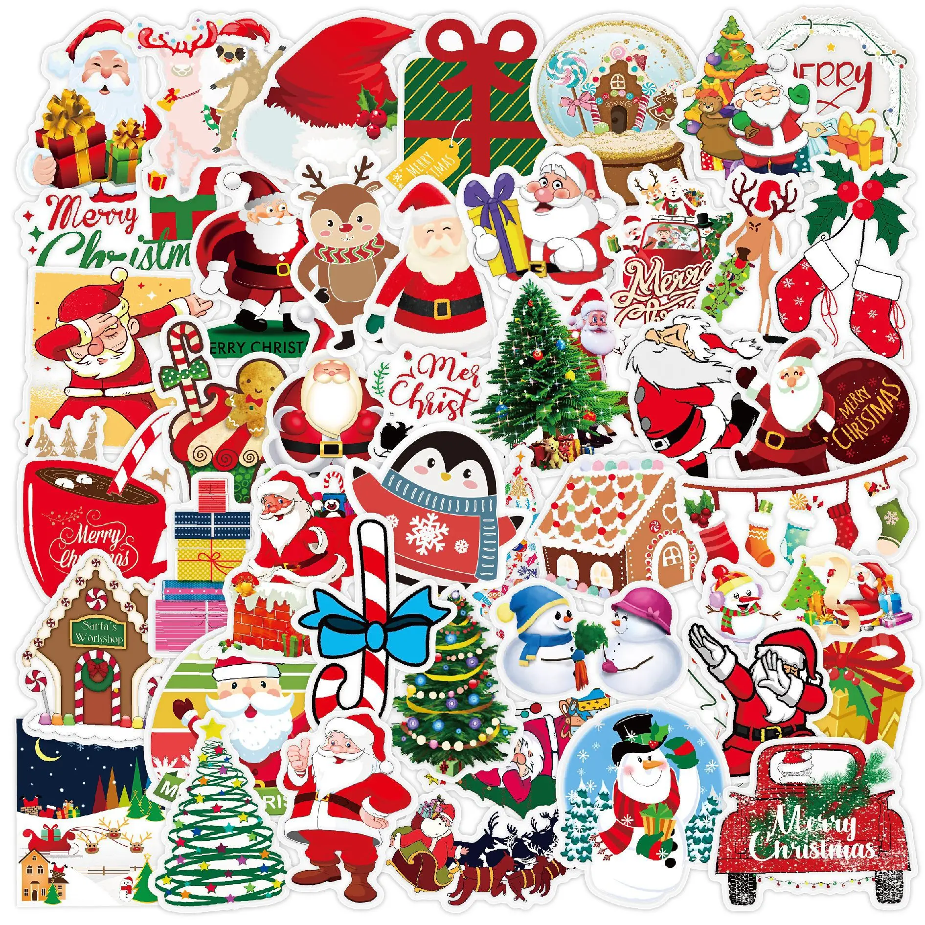 

10/30/50PCS New Popular Cartoon Christmas Sticker Pack Skateboard Decoration DIY Laptop Waterproof Kids Graffiti Decal Wholesale