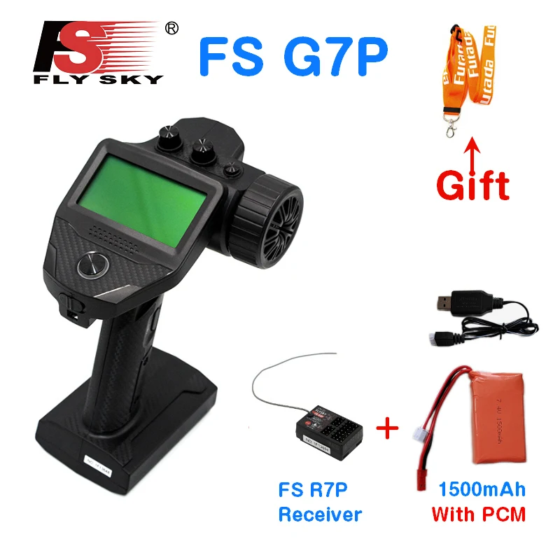 

Передатчик FLYSKY FS G7P 2,4 ГГц, 7-канальный пульт дистанционного управления с батареей 2SLipo с приемником FS R7P для радиоуправляемого автомобиля, гру...