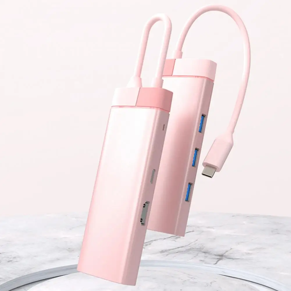 

Dongle Adapter Reliable Multiple USB Interfaces Compact 6 in 1 USB C Hub Adapter Computer Accessories
