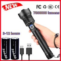 most powerful led flashlight usb rechargeable led torch light waterproof zoom hand lamp 18650 xhp90 xhp70tactical flashlight