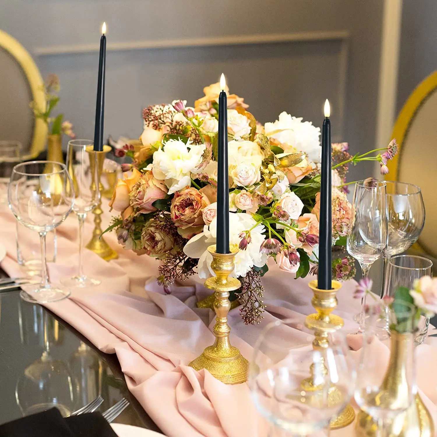 Черные конусные беспламенные Свечи-11 дюймов (около 27 9 см) 6 питание от батареи