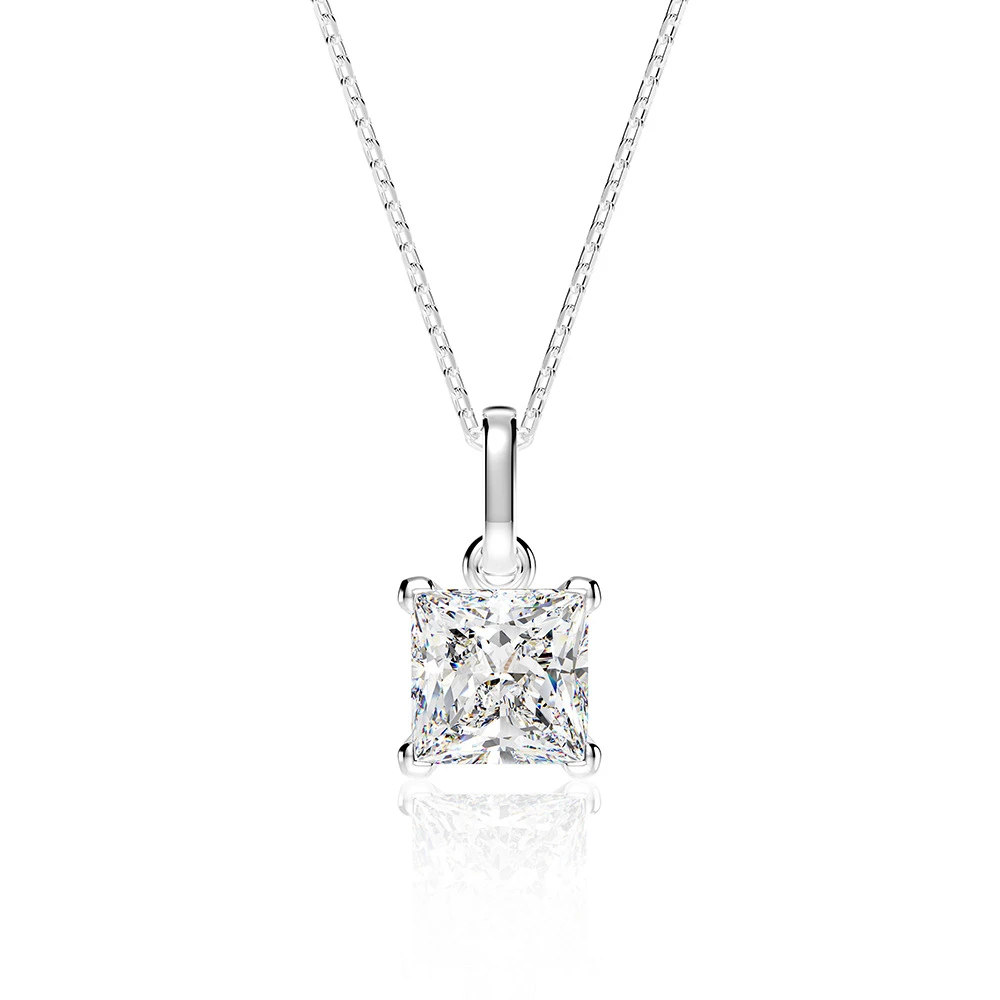 

Luxury Crystal Diamond Pendant Necklace 925 Sterling Silver halskette Boho Square Diamond Pendants Jewelry collier telephone