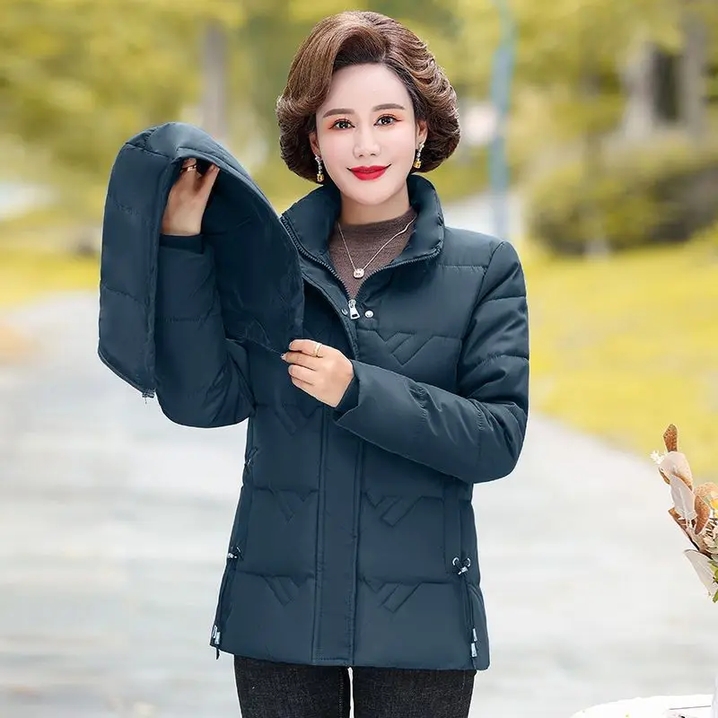 

2023 New Winter Coat Cotton Jacket Female Casual Winter New Fashion Outerwear Padded Cotton Hooded Patchwork Cotton Jacket V4