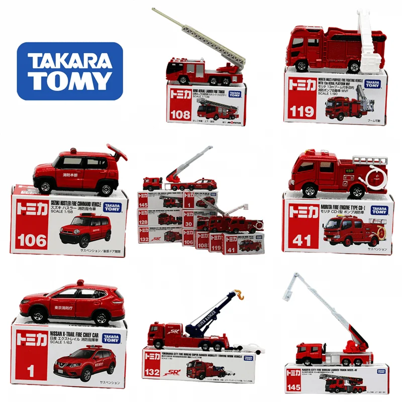 Купи 7--15cm Takara Tomy Decoration Household Goods Vehicle Model Collectible Toys Children's Gifts Fire Truck Command Cars 119 Red за 659 рублей в магазине AliExpress
