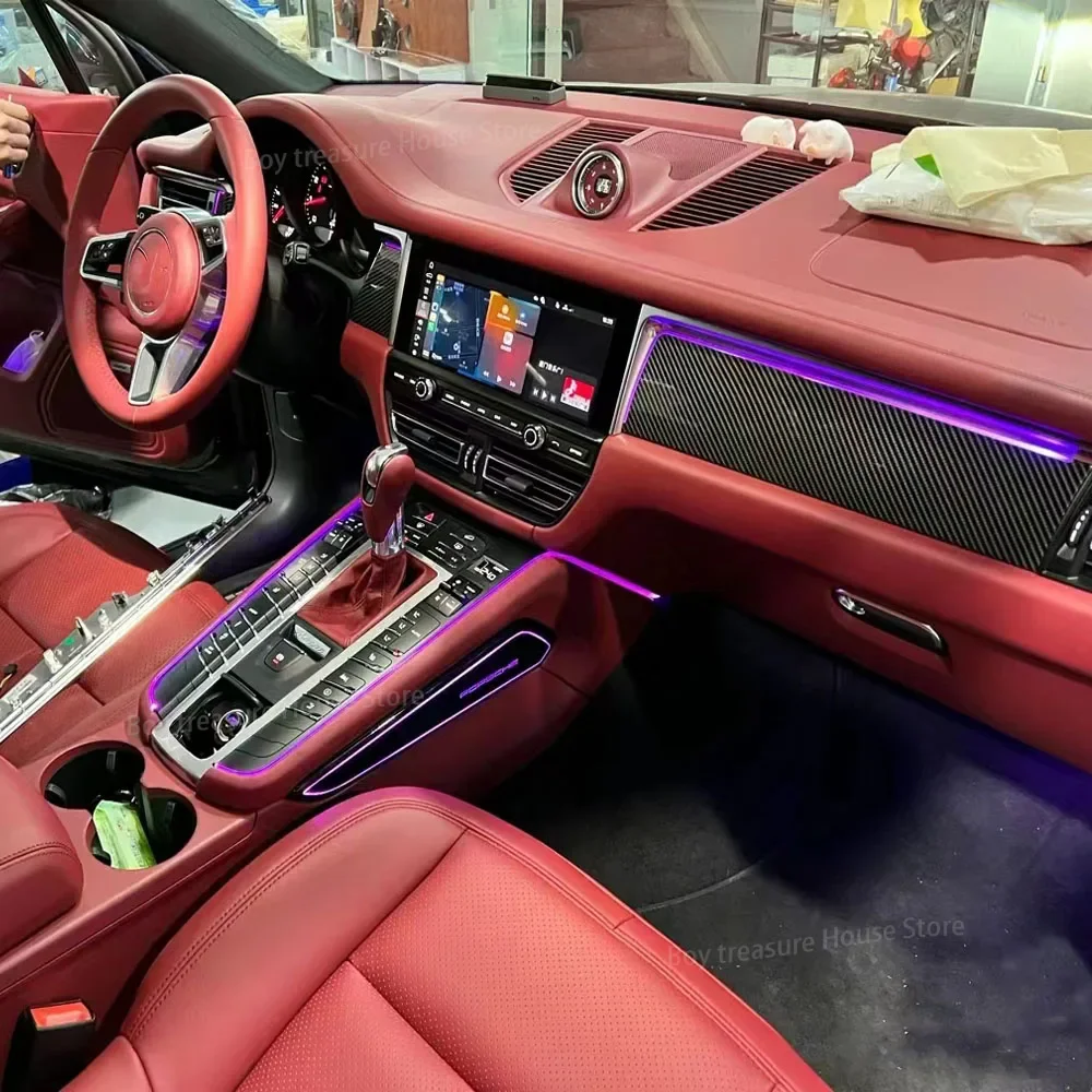 Фотообои для Porsche Macan 2014-2017 освещенная панель из углеродного волокна приборная